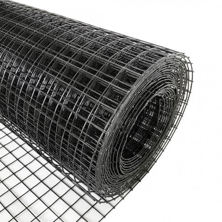 Volieregaas 19x19mm 1,00mm 100cm x 25m Zwart gecoat RVS.