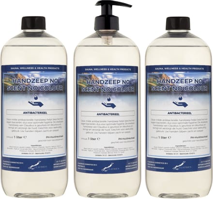 Handzeep No Scent, No Colour 1 liter - met gratis pomp - set van 3 stuks