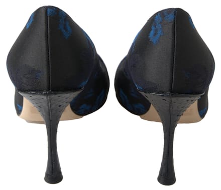 Dolce & Gabbana Blauwe Bloemige Ayers Kristallen Pumpschoenen
