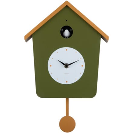 Karlsson - Wandklok Cuckoo Light - Army green & ochre yellow