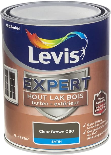 Levis - Expert Hout Lak Buiten Satin Mix - Clear Brown C80 - Mengverf - 1 L