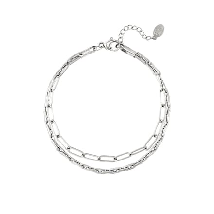 Dubbele schakel armband - Dames - Roestvrijstaal - Zilverkleurig