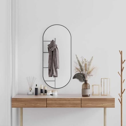 vidaXL - Wandspiegel - 100x45 - cm - ovaal - zwart