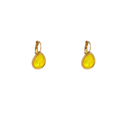 Go Dutch Label Oorhangers French Hook - Big Drop Stone Lemon