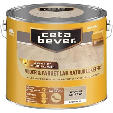 Cetabever - Vloer- & Parketlak Natuurlijk Effect - Natuurlijk White Wash - 2,5 L