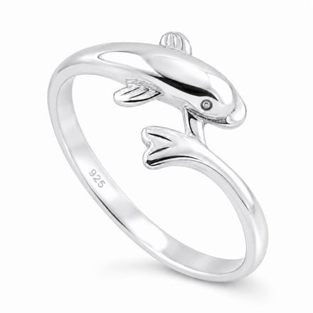 925 Sterling Zilveren Dolfijn Ring – Verstelbare Meisjesring / Tienerring – Open Ring met Dolfijn Design
