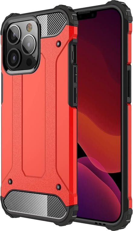 Schokbestendig Heavy Duty Hoesje Geschikt voor: iPhone 14 Pro Shock Proof Hybride - Back Cover - Dual Layer Armor Case - Extra Stevig - Rood