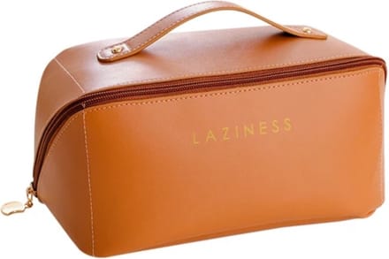 Make-up Tas - Uitklapbaar - Bruin – Toilettas - Beautycase - Organizer - Kunst leer - PU leer – Cosmetica Tas