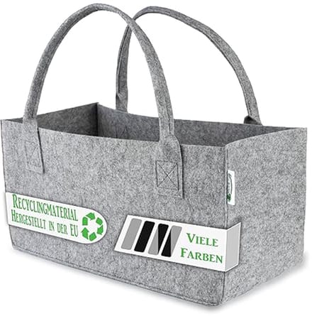 Stijlvolle Vilten Tas voor Boodschappen, Hout en Kranten (Grijs)