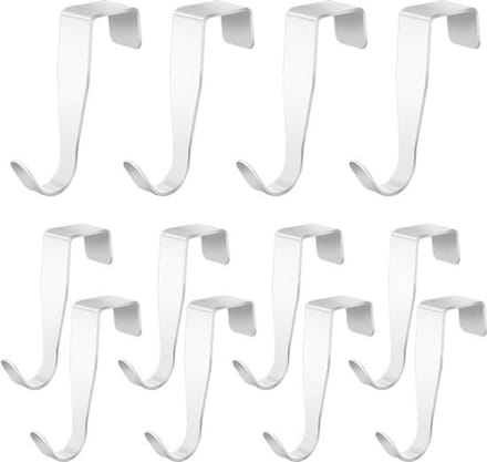 12 stuks Roestvrijstalen Deurhaken voor Kleding - Wit