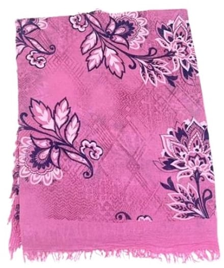 Lange Sjaal - 100% Bamboe - Print - (3802)Fuchsia/Roze