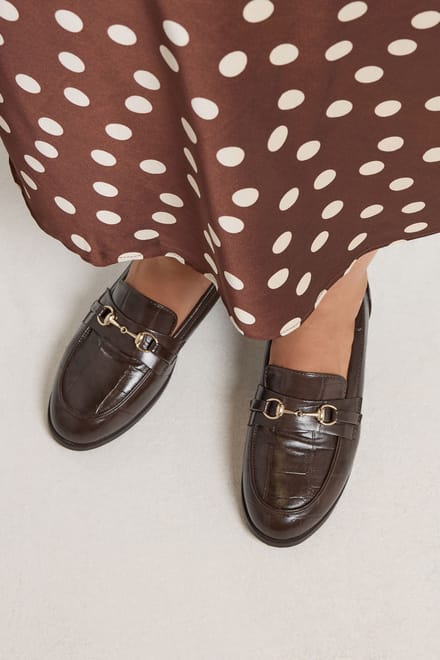 Yours Chocoladebruine Crocsnaffle Loafers In Brede Epasvormsize 37EEE