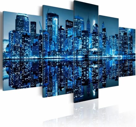 Schilderij - New York City - In het Blauw, 5luik