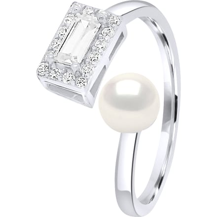 Verstelbare Ring Cubic Zirconia - Echte Gekweekte Zoetwaterparel Knop 5-6 mm