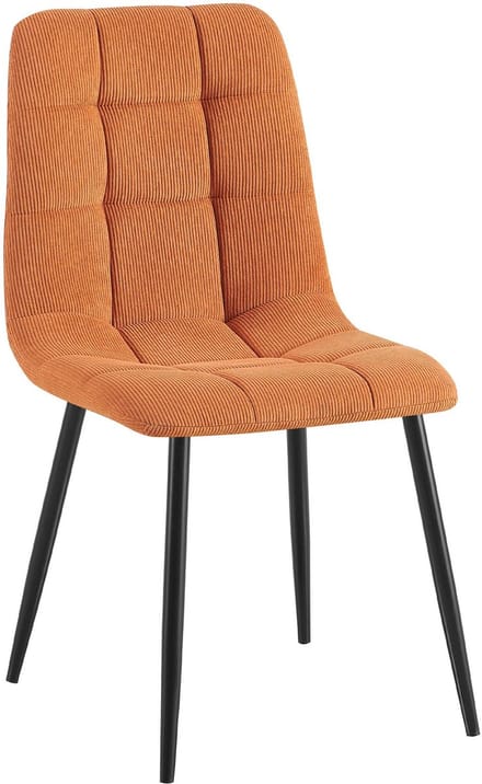 CLP Eetkamerstoel Tilde - Gestoffeerd - Metalen Onderstel - belastbaar tot 150 kg - Ribstof/oranje