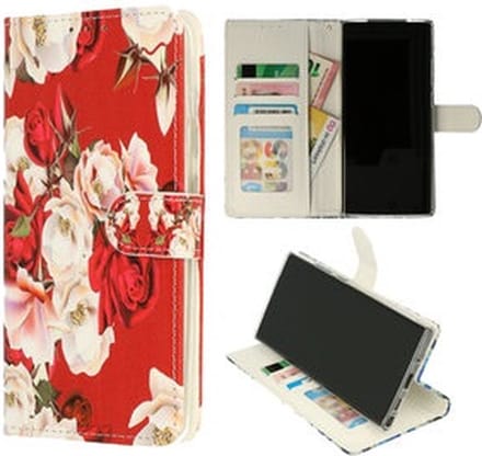 Cityhoesje - Bookcase iPhone 12 Pro Max - incl. Pasjeshouder wit-roze Roses