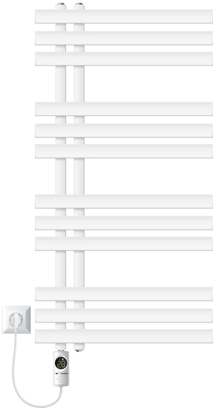 Badkamer radiator middenaansluiting 500x1000 mm wit met 300W LuxeBath verwarmingselement