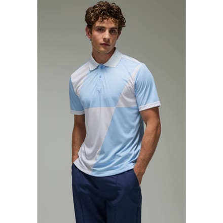 Actieve Regular Fit Grote Ruit Golf Polo | Light Blue | Size Medium