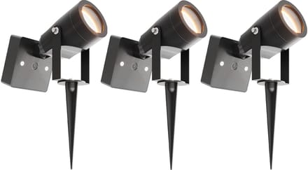 Ledvion - 3X LED Solar Prikspots, Zwart, IP65, 3000K