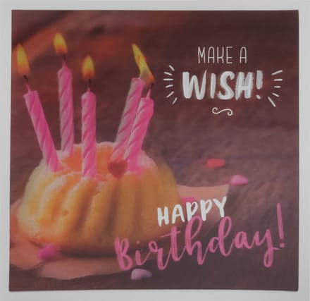 Depesche - 3D wenskaart met taart en de tekst "Make a wish, Happy Birthday" - 016