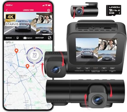 Dashcam 4K + 1080p met GPS en nachtzicht