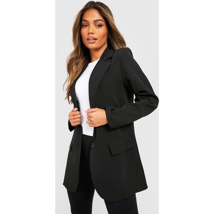 Dames Boohoo Basics Geweven Enkelrijige Getailleerde Colbert | Zwart | Maat: 36