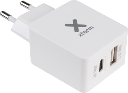 Xtorm Fast Charge Oplader - Snellader - USB en USB-C 3A Wit
