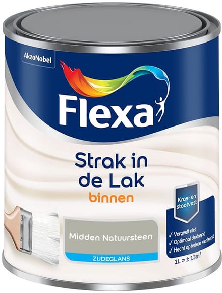 Flexa - Strak In De Lak Binnenlak Zijdeglans - Midden Natuursteen - Mengverf - 1 L