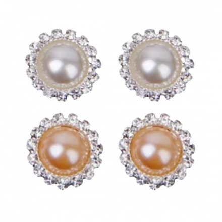 2 Paar-Clip oorbellen-1.5 cm-Kunststof-wit-Midden bruin