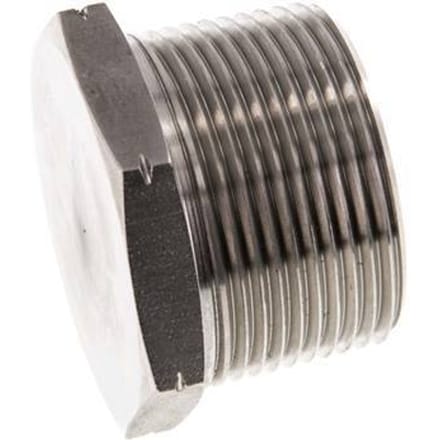 1 1/4'' NPT Buitendraad RVS Plug met Buitenzeskant 80 Bar - FL1-M-S-114N-E