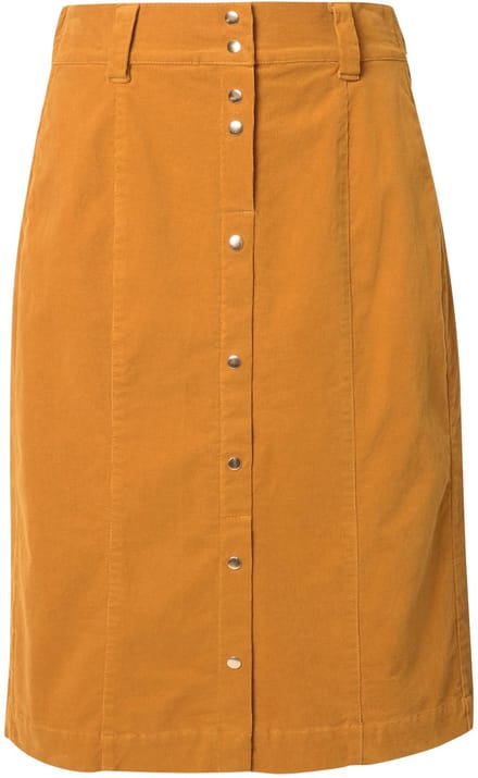 Ulla Popken - Dames - Corduroy rok drukknoopsluiting A-lijn comfortabele stretch - Goudbruin - Maat 54