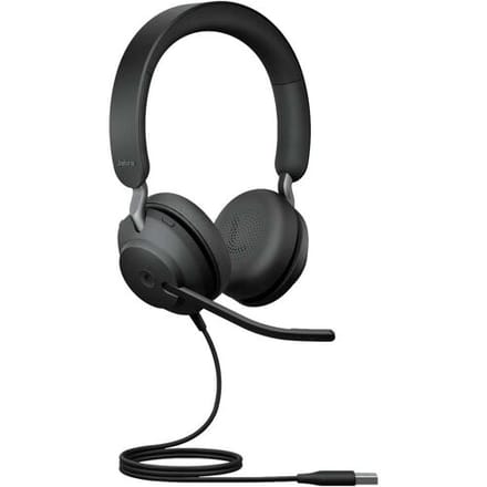 Jabra Evolve2 40 SE MS Stereo - Headset - On-Ear On Ear headset Kabel Stereo Zwart Noise Cancelling, Ruisonderdrukking (microfoon) Microfoon