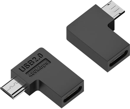 QIANRENON USB C naar Micro USB 90° Hoek Adapter - 2 Stuks - 10W 480Mbps