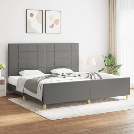 vidaXL - Bedframe - zonder - matras - stof - donkergrijs - 200x200 - cm