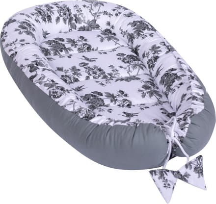 Babynestje - CLASSIC BLOEMEN - Babynest met grijze bloem - Grijs
