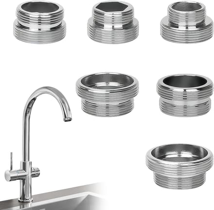 Kraanadapter Set - Slangkoppeling - Wateraansluiting Maken - 6-delig Universeel - 16mm tot 28mm - Metaal