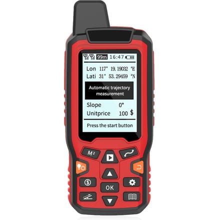 GPS Landoppervlaktemeting Draagbare USB-navigatie Track Area-berekeningsmeter LCD met achtergrondverlichting rood
