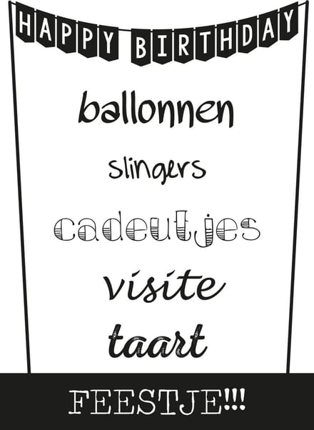 Uitnodiging feestje | Slingers - Uitnodigingskaarten - wenskaarten | 10 stuks incl. envelop
