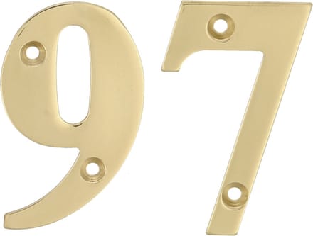 AMIG Huisnummer 97 - massief messing - 10cm - incl. bijpassende schroeven - gepolijst - goudkleur