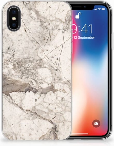 Apple iPhone X | Xs TPU Siliconen Hoesje Marmer Beige