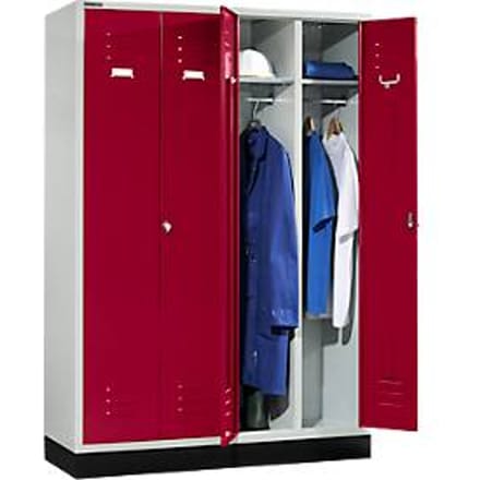 Schäfer Shop Select Kledinglocker, 4 deuren, met draaigrendelslot, lichtgrijs/robijnrood