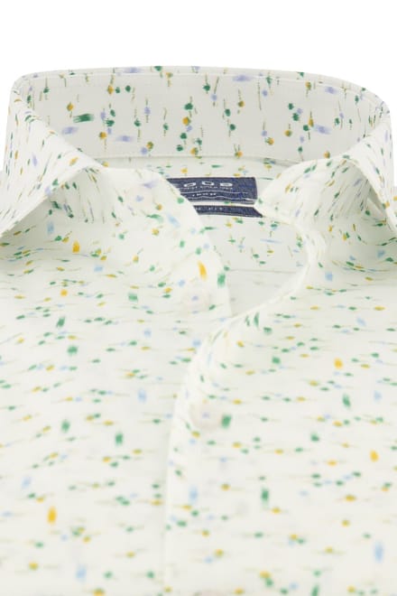 Ledub overhemd Modern Fit wit /groen print