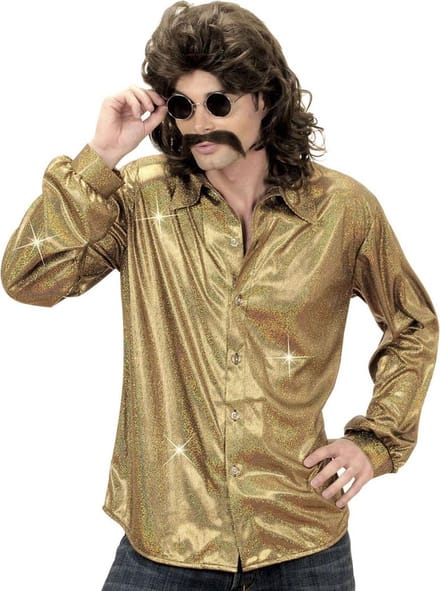 Party Glitterblouse man goud - Maat XL