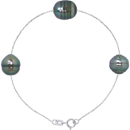 Armband keten Forcat 3 Tahitian parels rand 9-10 mm 925