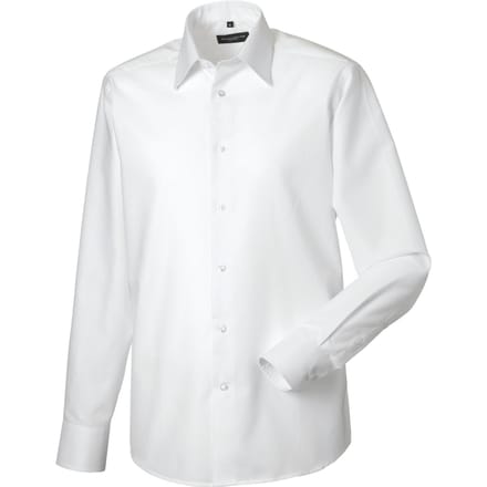 Russell Collection Heren Oxford Getailleerd Formeel Overhemd Met Lange Mouwen (Wit)