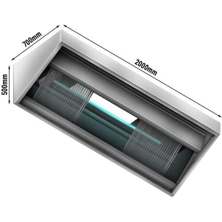GGM Gastro Plasma Dunstabzugshaube - 2000mm - 95% Abluftreinigungseffizienz - mit Filter & Lampe Zilver
