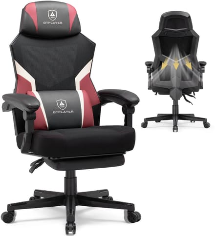 Gamestoel - Ergonomische Bureaustoel Verstelbaar - Game Stoel - Gaming Chair - Rood-wit