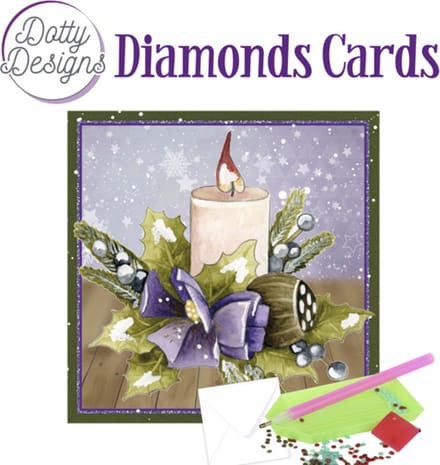 Dotty Designs Diamond Cards 1107 - Candle with Purple Bow