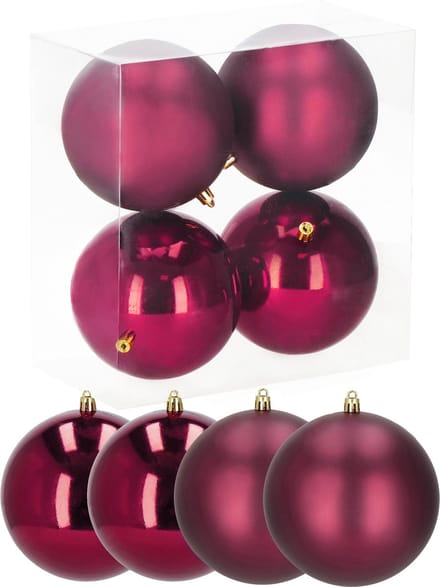 Springos Kerstballen | 4 Stuks | 14 cm | Bordeaux