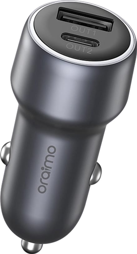 oraimo Bullet 48 – Snelle autolader 48W met dubbele USB-poort (USB-C + USB-A), Power Delivery & QC3.0